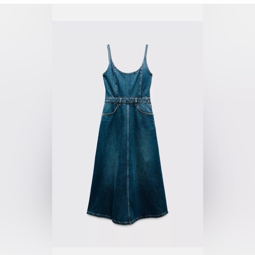 Zara Dark Blue Denim Maxi Dress